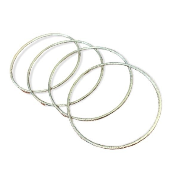 Bangle bracelets Silver set of 4 Tone  8”inner circumference 3“W - Picture 6 of 8